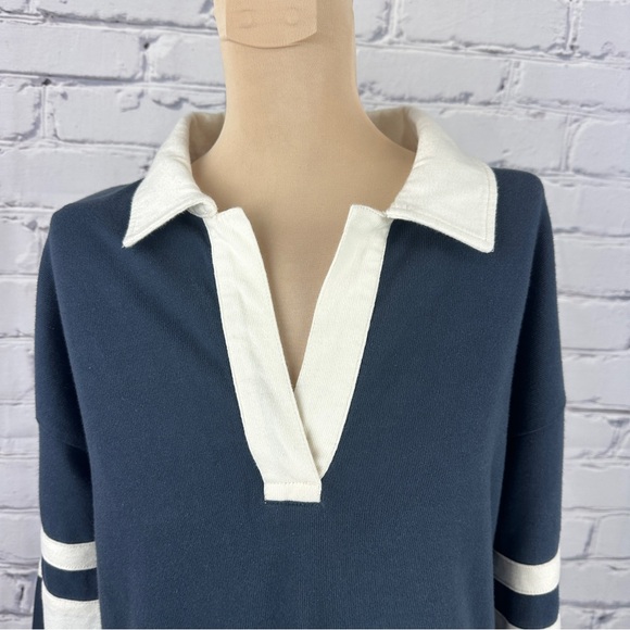 Faherty Sports Jersey Polo Dress Womens Small Long Sleeve Sea Storm Blue Rugby - Picture 7 of 14